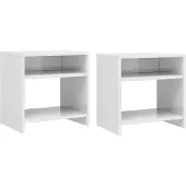 vidaXL Tables de chevet 2pcs Blanc brillant 40x30x40cm bois ingénierie