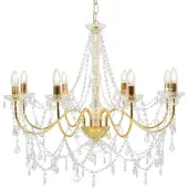 vidaXL Lustre avec perles Doré 8 ampoules E14