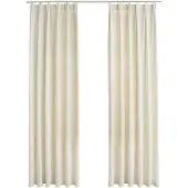 vidaXL Rideaux occultants avec crochets 2 pcs Velours Crème 140x225 cm