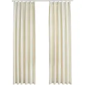 vidaXL Rideaux occultants avec crochets 2 pcs Velours Crème 140x175 cm