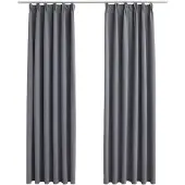 vidaXL Rideaux occultants avec crochets 2 pcs Gris 140x225 cm