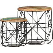 vidaXL Tables basses 2 pcs. Vieux bois massif