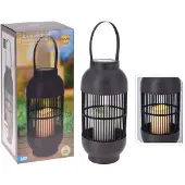 Progarden Lanterne solaire avec bougie LED en rotin noir