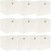 vidaXL Boîtes de rangement 10 pcs. Blanc 32x32x32 cm Tissu