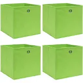 vidaXL Boîtes de rangement 4 pcs Vert 32x32x32 cm Tissu