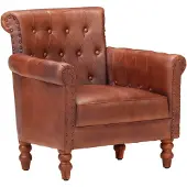 vidaXL Fauteuil Marron Cuir de chèvre véritable
