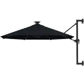 vidaXL Parasol mural avec LEDs 300 cm noir