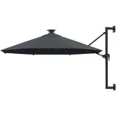 vidaXL Parasol mural avec LEDs 300 cm Anthracite