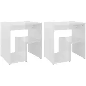 vidaXL Tables de chevet 2pcs blanc brillant 40x30x40cm bois ingénierie