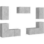 vidaXL Ensemble d'armoires TV 7 pièces gris béton Bois composite