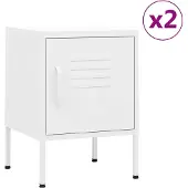 vidaXL Tables de chevet 2 pcs Blanc 35x35x51 cm Acier