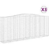 vidaXL Gabions avec arc surélevé 3 pcs. 400x50x160/180cm Fer galvanisé