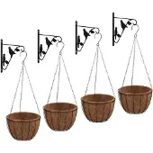 vidaXL Pots de fleurs avec supports et inserts 4 pcs. noir acier