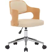 vidaXL Chaise de bureau pivotante Crème Bois courbé et similicuir