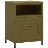 vidaXL Table de chevet Vert olive 35x35x51 cm Acier