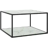 vidaXL Table basse noire avec verre blanc imitation marbre 90x90x50 cm