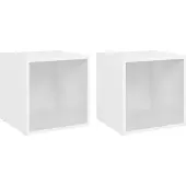 vidaXL Meubles TV 2 pcs Blanc 37x35x37 cm Bois d’ingénierie
