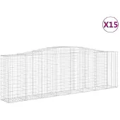 vidaXL Gabions avec arc surélevé 15 pcs 400x50x120/140cm Fer galvanisé