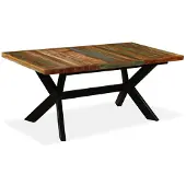 vidaXL Table de salle à manger en vieux bois massif et structure en acier 180 cm