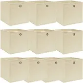vidaXL Boîtes de rangement 10 pcs. Crème 32x32x32 cm Tissu