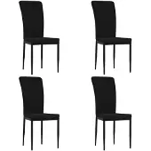 vidaXL Chaise de salle à manger 4 pcs. noir velours