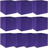 vidaXL Boîtes de rangement 10 pcs. Violet 32x32x32 cm Tissu