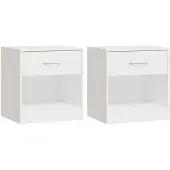 vidaXL Tables de chevet 2 pcs avec tiroir Blanc brillant