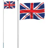 vidaXL Drapeau de la Grande-Bretagne avec mât 6,23 m Aluminium