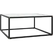 vidaXL Table basse noire avec verre blanc imitation marbre 80x80x35 cm