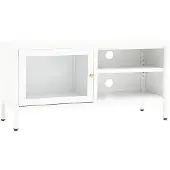 vidaXL Armoire TV blanche 90x30x44 cm acier et verre