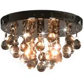 vidaXL Plafonnier avec perles noir fumé Noir Rond G9