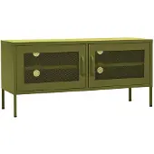 vidaXL Armoire TV vert olive 105x35x50 cm Acier