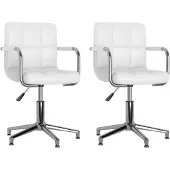 vidaXL Chaise de salle à manger 2 pcs. Pivotantes Blanc Similicuir