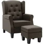 vidaXL Fauteuil avec repose-pieds Taupe Tissu