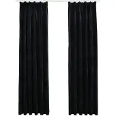 vidaXL Rideaux occultants avec crochets 2 pcs Velours Noir 140x225 cm