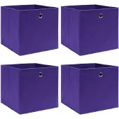 vidaXL Boîtes de rangement 4 pcs Violet 32x32x32 cm Tissu