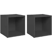 vidaXL Armoires TV 2 pcs. Gris 37x35x37 cm Bois composite