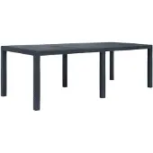 vidaXL Table de jardin anthracite 220 x 90 x 72 cm plastique aspect rotin