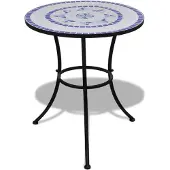 vidaXL Table de bistrot bleu et blanc 60 cm Mosaïque