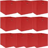 vidaXL Boîtes de rangement 10 pcs. Rouge 32x32x32 cm Tissu