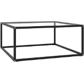 vidaXL Table basse noire avec verre trempé 80x80x35 cm