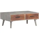 vidaXL Table basse Gris 100x60x40 cm Bois massif de manguier rugueux