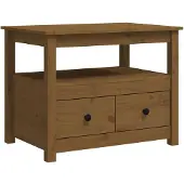 vidaXL Table basse marron miel 71x49x55 cm pin massif
