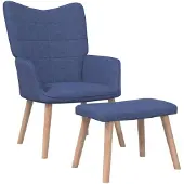 vidaXL Fauteuil relax avec pouf Bleu Tissu