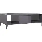 vidaXL Table basse gris brillant 103,5x60x35 cm Bois composite