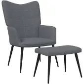 vidaXL Fauteuil relax avec pouf Tissu gris foncé