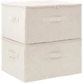 vidaXL Boîtes de rangement 2 pcs Tissu 43x34x23 cm Crème