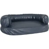 vidaXL Lit pour chien Ergonomique Mousse Bleu foncé 75x53cm Similicuir