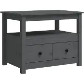 vidaXL Table basse Gris 71x49x55 cm Pin massif