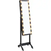 vidaXL Miroir sur pied avec LED Noir 34x37x146 cm